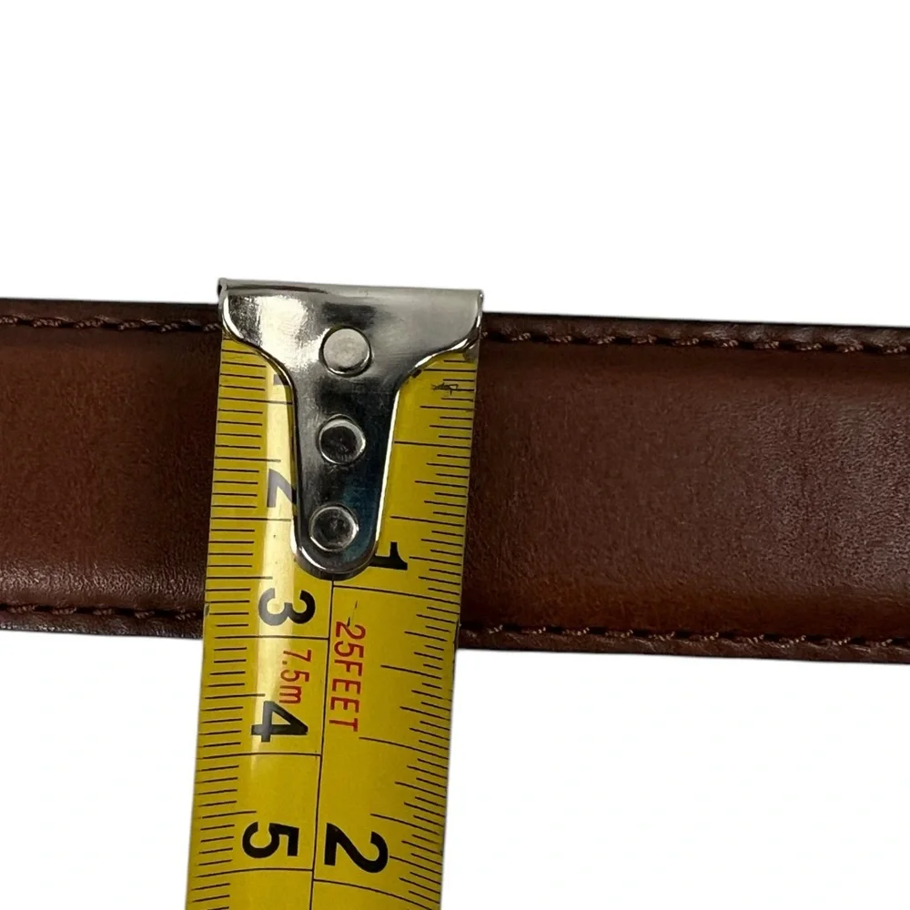 L.L. Bean Brown Full Grain Leather Made In USA Belt Mens Size 38 Casual EUC - Picture 12 of 12